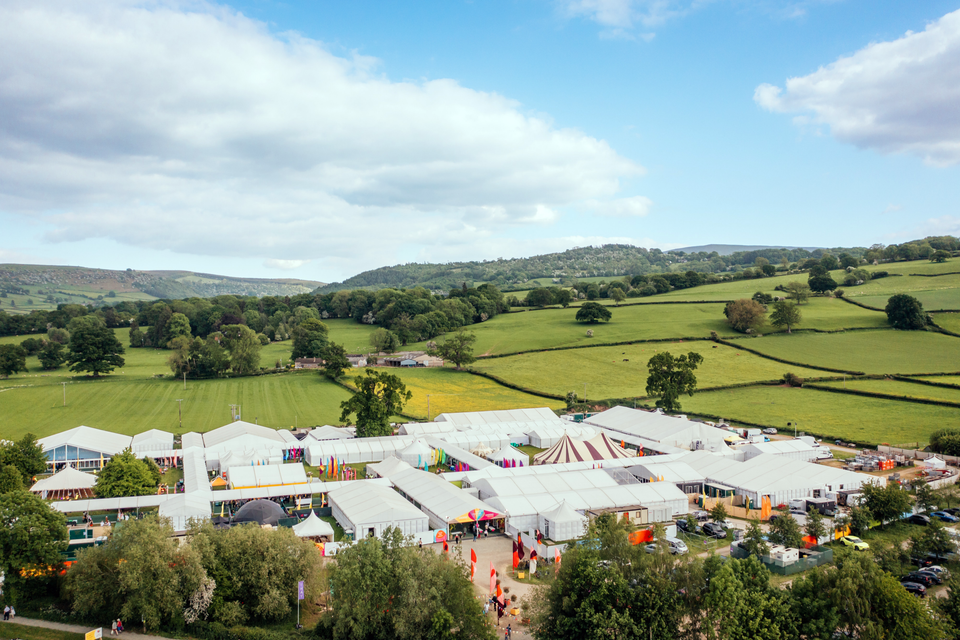 The Hay Festival site, 2023. A press and media image courtesy of Hay Festival. ©2023-2025.