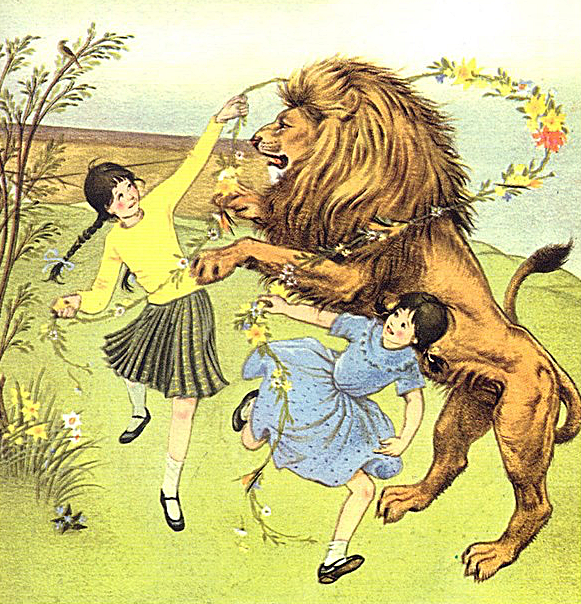 A Cropped front cover image of the full-colour Collins collector's edition of The Lion, the Witch and the Wardrobe, by C. S. Lewis. Cover illustration © Pauline Baynes.